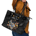 Custom Rugby Southern Hemisphere Leather Tote Bag Argentina AUNZ South Africa Mascot Black - Aussie Hoodie