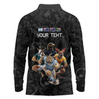 Custom Rugby Southern Hemisphere Long Sleeve Polo Shirt Argentina AUNZ South Africa Mascot Black - Aussie Hoodie