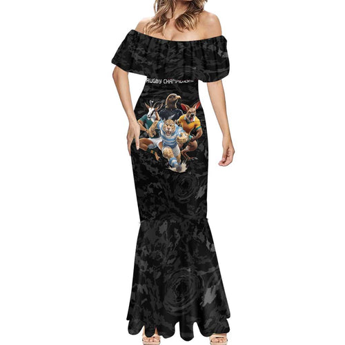 Custom Rugby Southern Hemisphere Mermaid Dress Argentina AUNZ South Africa Mascot Black - Aussie Hoodie