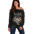 Custom Rugby Southern Hemisphere Off Shoulder Sweater Argentina AUNZ South Africa Mascot Black - Aussie Hoodie