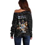Custom Rugby Southern Hemisphere Off Shoulder Sweater Argentina AUNZ South Africa Mascot Black - Aussie Hoodie