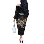 Custom Rugby Southern Hemisphere Off The Shoulder Long Sleeve Dress Argentina AUNZ South Africa Mascot Black - Aussie Hoodie