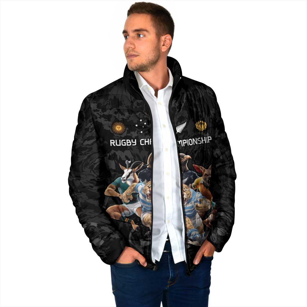 Custom Rugby Southern Hemisphere Padded Jacket Argentina AUNZ South Africa Mascot Black - Aussie Hoodie