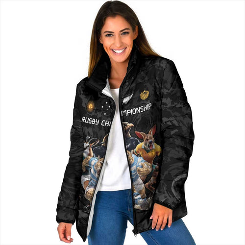 Custom Rugby Southern Hemisphere Padded Jacket Argentina AUNZ South Africa Mascot Black - Aussie Hoodie