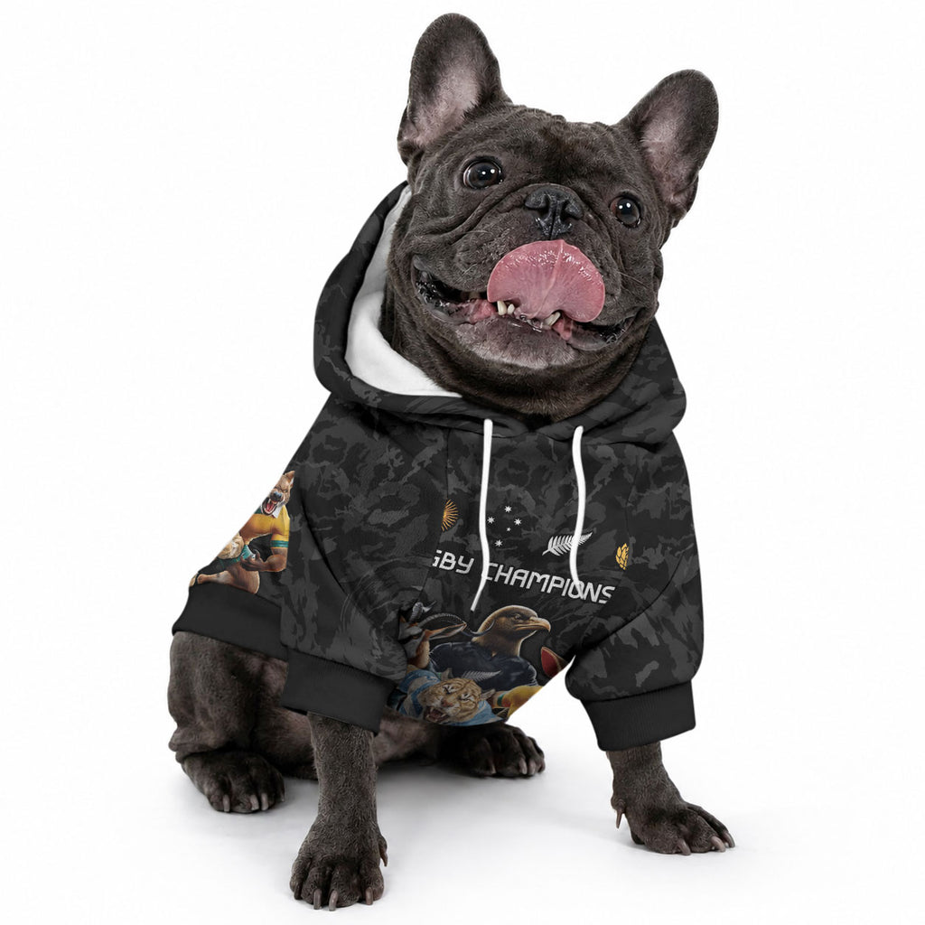 Custom Rugby Southern Hemisphere Pet Hoodie Argentina AUNZ South Africa Mascot Black