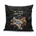 Custom Rugby Southern Hemisphere Pillow Cover Argentina AUNZ South Africa Mascot Black - Aussie Hoodie