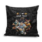 Custom Rugby Southern Hemisphere Pillow Cover Argentina AUNZ South Africa Mascot Black - Aussie Hoodie