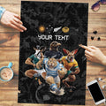 Custom Rugby Southern Hemisphere Puzzle Argentina AUNZ South Africa Mascot Black - Aussie Hoodie