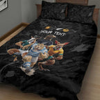 Custom Rugby Southern Hemisphere Quilt Bed Set Argentina AUNZ South Africa Mascot Black - Aussie Hoodie