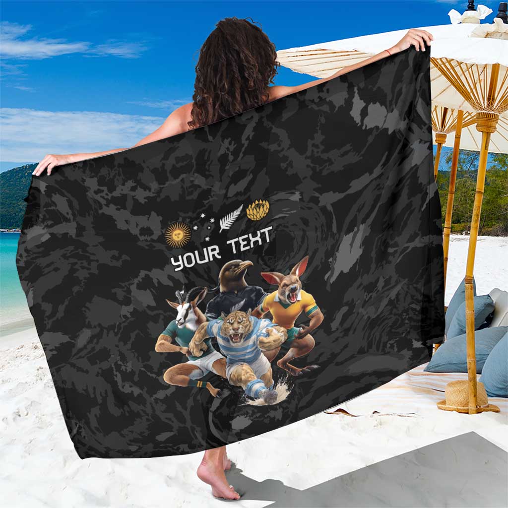 Custom Rugby Southern Hemisphere Sarong Argentina AUNZ South Africa Mascot Black - Aussie Hoodie