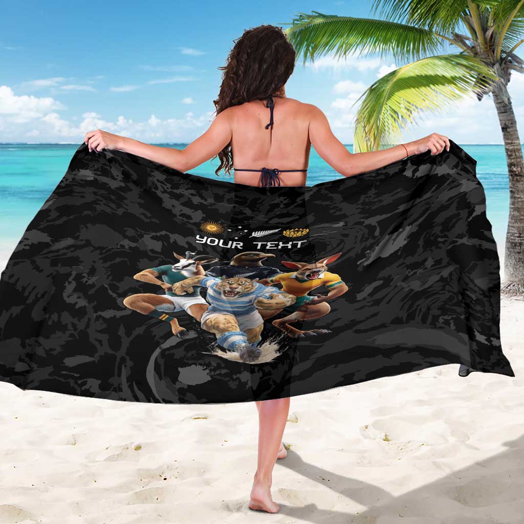 Custom Rugby Southern Hemisphere Sarong Argentina AUNZ South Africa Mascot Black - Aussie Hoodie