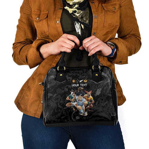 Custom Rugby Southern Hemisphere Shoulder Handbag Argentina AUNZ South Africa Mascot Black - Aussie Hoodie