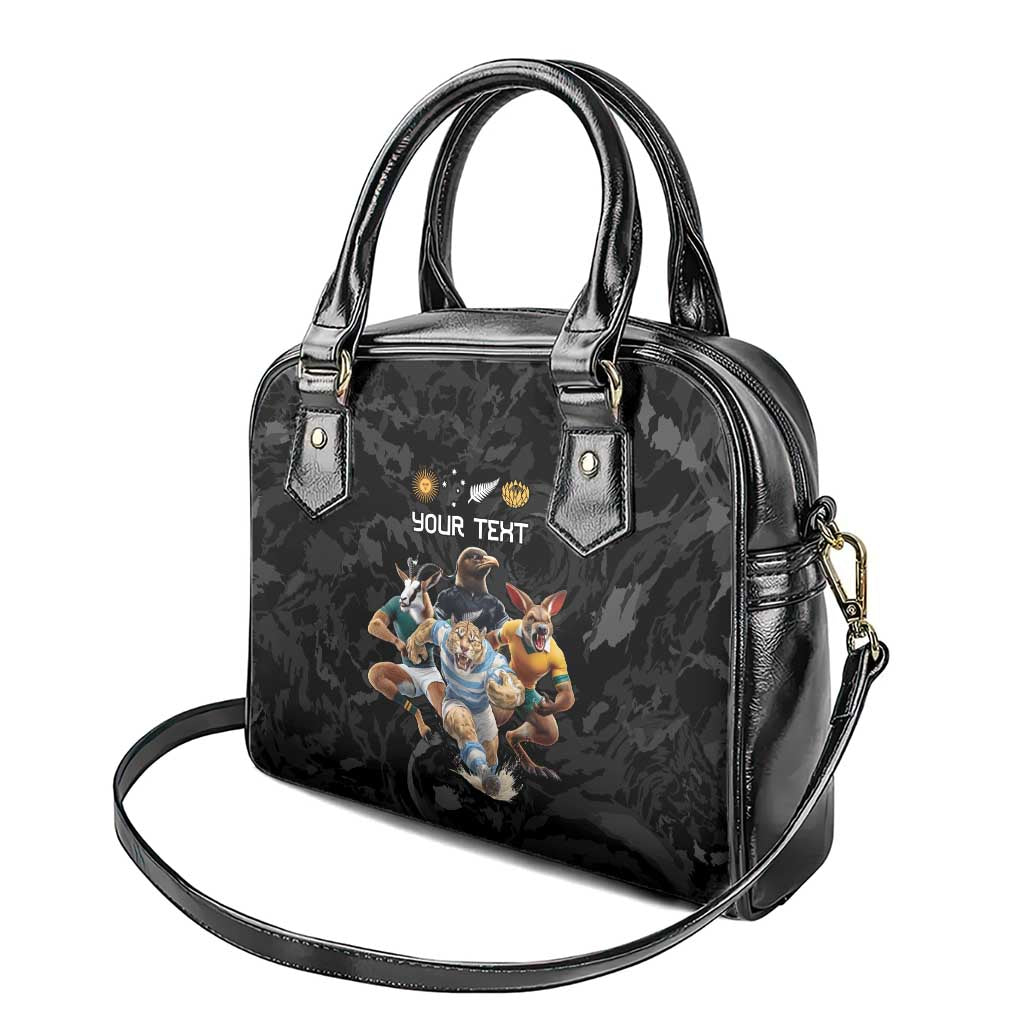 Custom Rugby Southern Hemisphere Shoulder Handbag Argentina AUNZ South Africa Mascot Black - Aussie Hoodie
