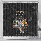 Custom Rugby Southern Hemisphere Shower Curtain Argentina AUNZ South Africa Mascot Black - Aussie Hoodie