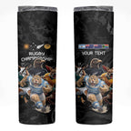 Custom Rugby Southern Hemisphere Skinny Tumbler Argentina AUNZ South Africa Mascot Black - Aussie Hoodie