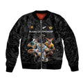 Custom Rugby Southern Hemisphere Sleeve Zip Bomber Jacket Argentina AUNZ South Africa Mascot Black - Aussie Hoodie