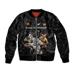 Custom Rugby Southern Hemisphere Sleeve Zip Bomber Jacket Argentina AUNZ South Africa Mascot Black - Aussie Hoodie