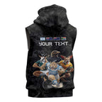 Custom Rugby Southern Hemisphere Sleeveless Hoodie Argentina AUNZ South Africa Mascot Black - Aussie Hoodie