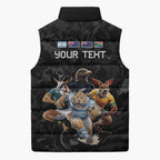 Custom Rugby Southern Hemisphere Sleeveless Puffer Jacket Argentina AUNZ South Africa Mascot Black - Aussie Hoodie