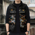 Custom Rugby Southern Hemisphere Sleeveless Puffer Jacket Argentina AUNZ South Africa Mascot Black - Aussie Hoodie