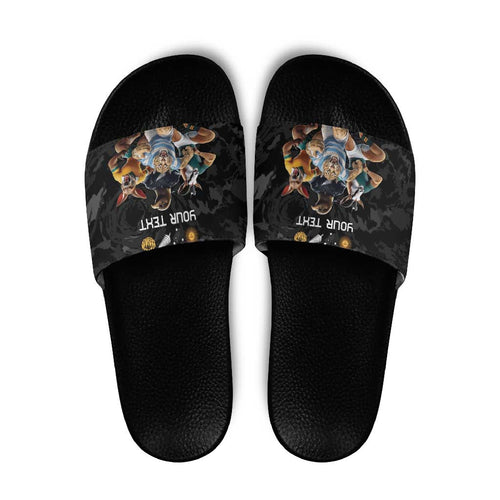 Custom Rugby Southern Hemisphere Slide Sandals Argentina AUNZ South Africa Mascot Black - Aussie Hoodie