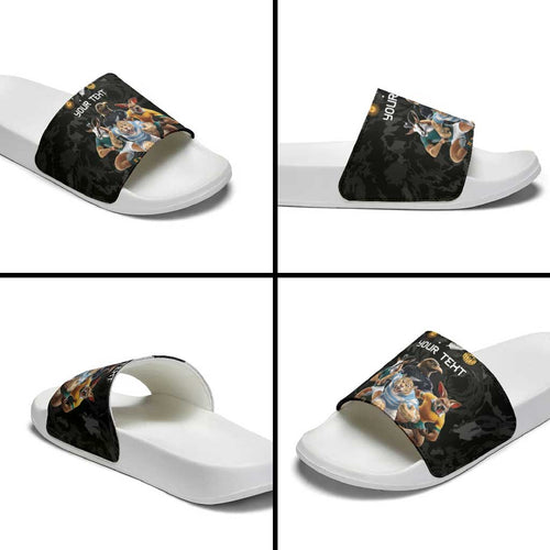 Custom Rugby Southern Hemisphere Slide Sandals Argentina AUNZ South Africa Mascot Black - Aussie Hoodie