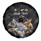Custom Rugby Southern Hemisphere Spare Tire Cover Argentina AUNZ South Africa Mascot Black - Aussie Hoodie