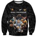Custom Rugby Southern Hemisphere Sweatshirt Argentina AUNZ South Africa Mascot Black - Aussie Hoodie