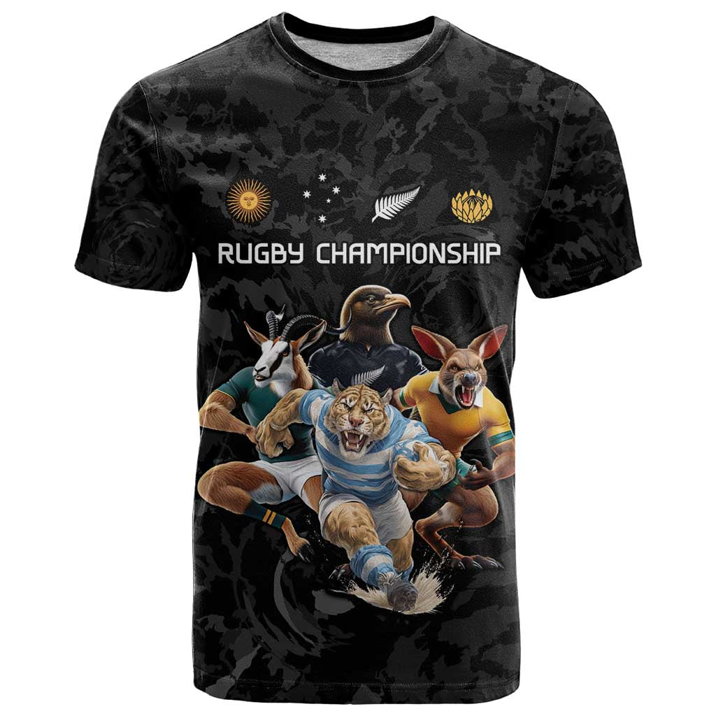 Custom Rugby Southern Hemisphere T Shirt Argentina AUNZ South Africa Mascot Black - Aussie Hoodie