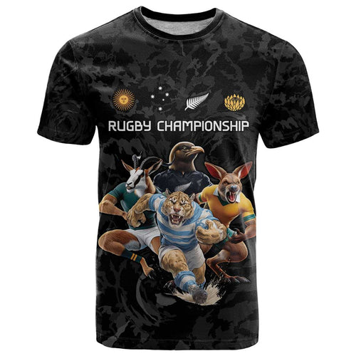 Custom Rugby Southern Hemisphere T Shirt Argentina AUNZ South Africa Mascot Black - Aussie Hoodie