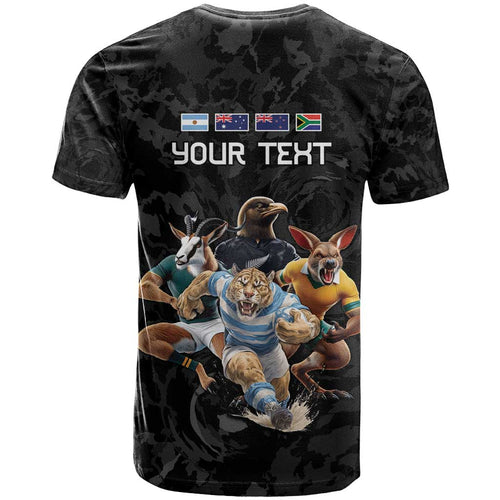 Custom Rugby Southern Hemisphere T Shirt Argentina AUNZ South Africa Mascot Black - Aussie Hoodie