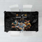 Custom Rugby Southern Hemisphere Tablecloth Argentina AUNZ South Africa Mascot Black - Aussie Hoodie