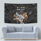 Custom Rugby Southern Hemisphere Tapestry Argentina AUNZ South Africa Mascot Black - Aussie Hoodie