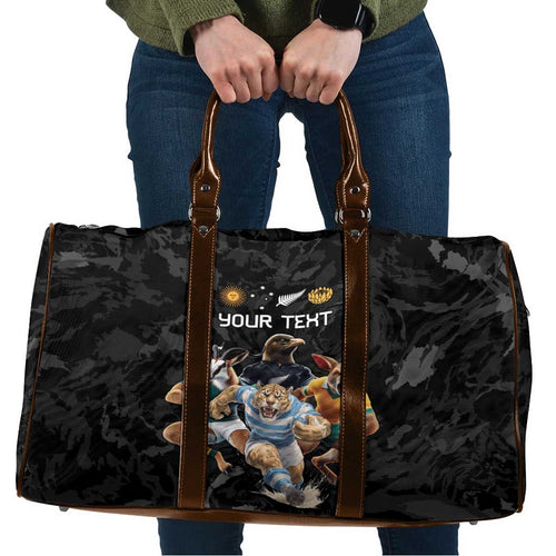 Custom Rugby Southern Hemisphere Travel Bag Argentina AUNZ South Africa Mascot Black - Aussie Hoodie