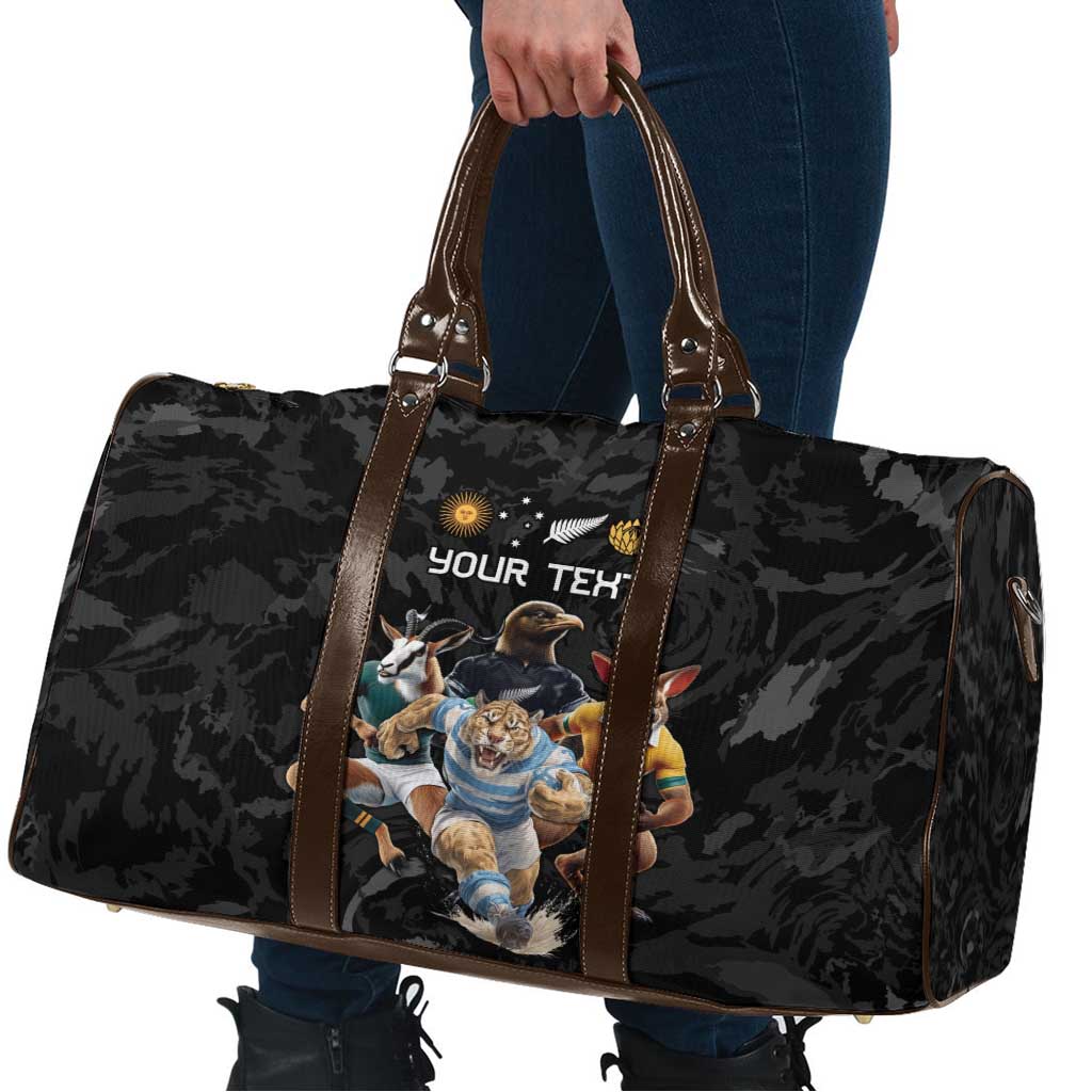 Custom Rugby Southern Hemisphere Travel Bag Argentina AUNZ South Africa Mascot Black - Aussie Hoodie