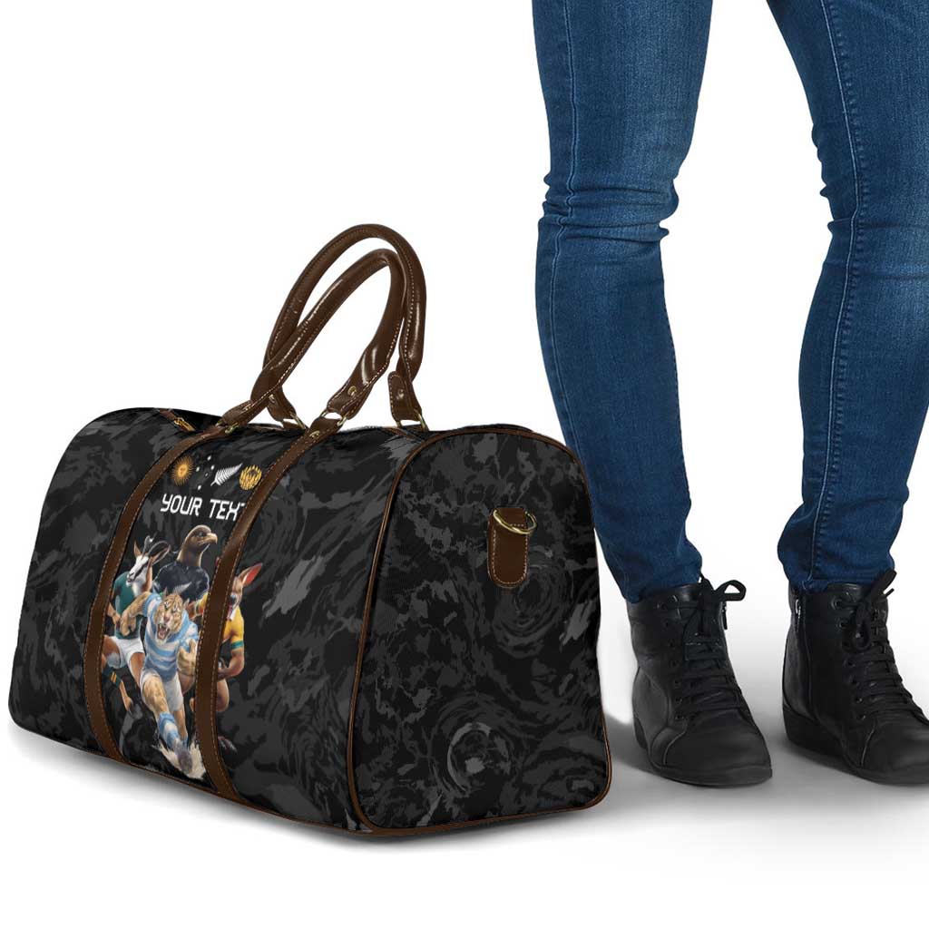 Custom Rugby Southern Hemisphere Travel Bag Argentina AUNZ South Africa Mascot Black - Aussie Hoodie
