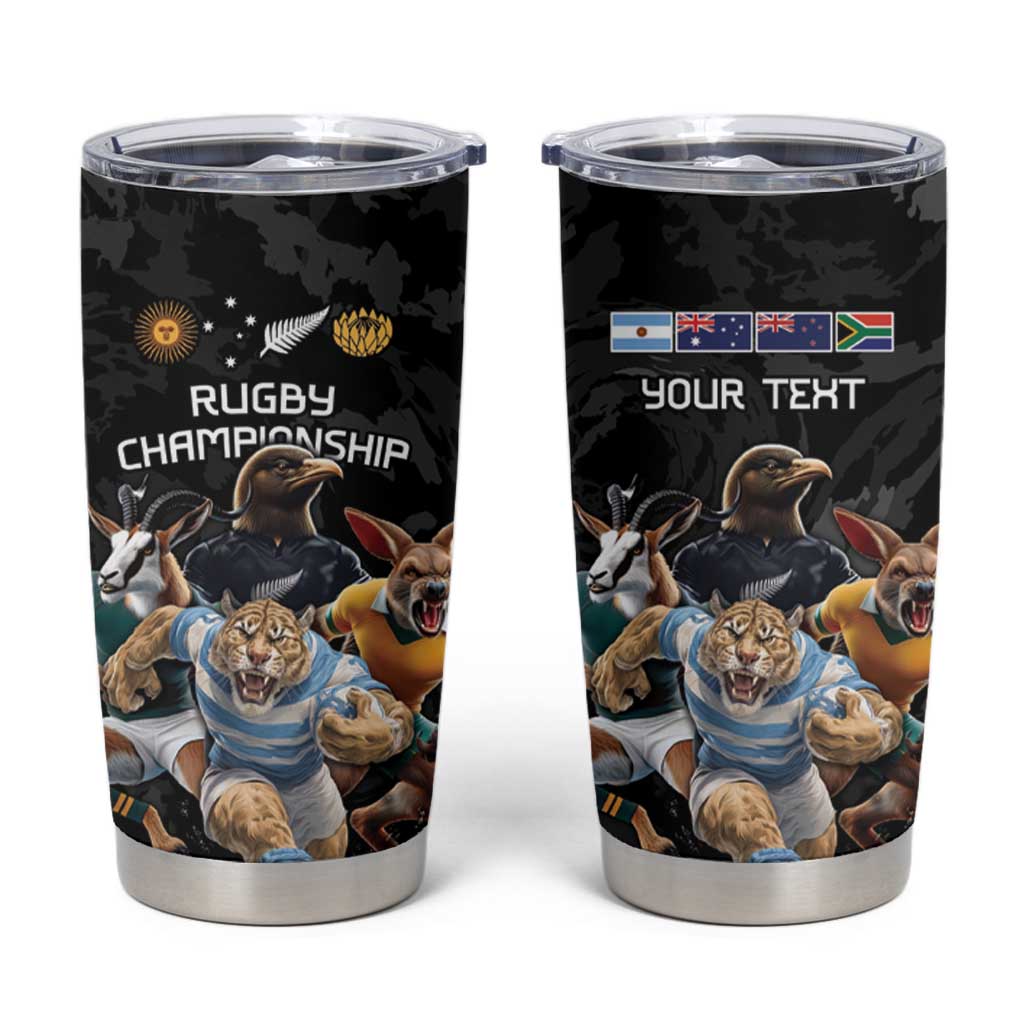 Custom Rugby Southern Hemisphere Tumbler Cup Argentina AUNZ South Africa Mascot Black - Aussie Hoodie