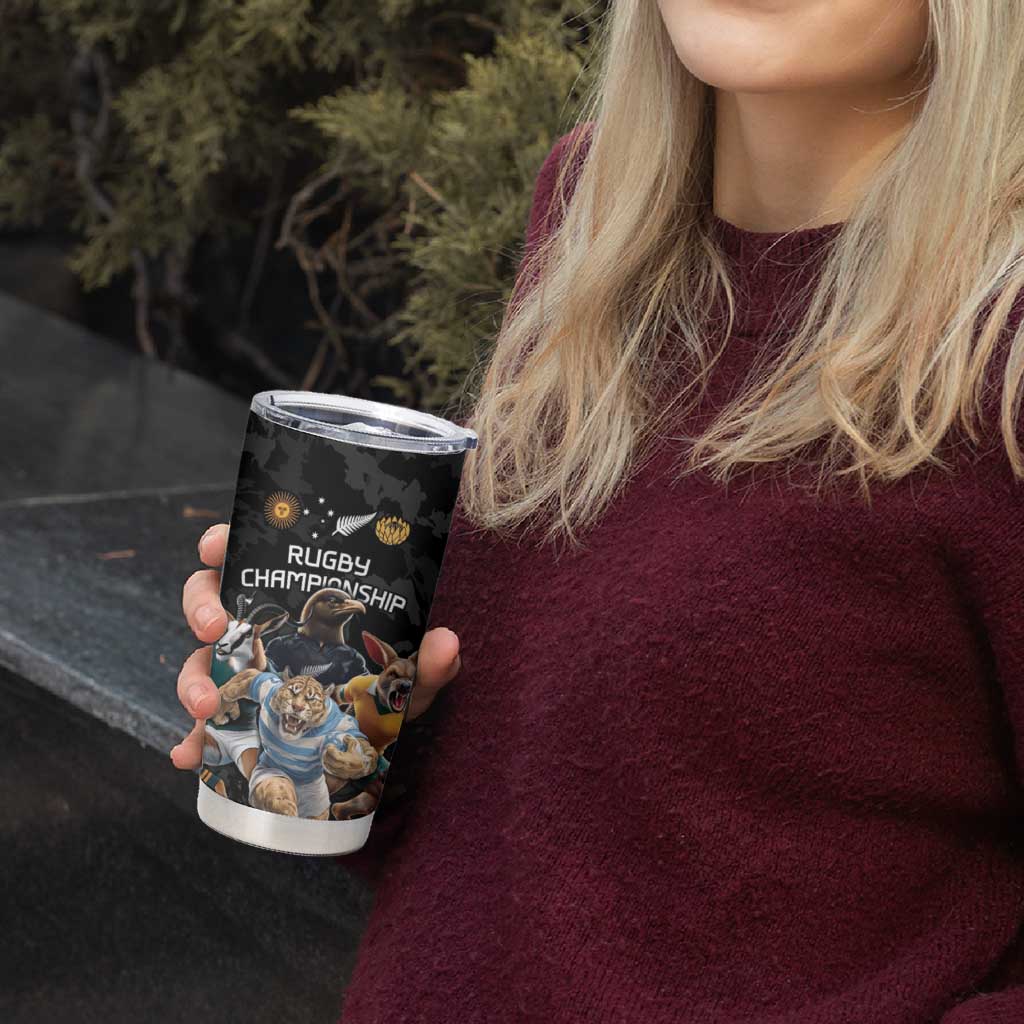 Custom Rugby Southern Hemisphere Tumbler Cup Argentina AUNZ South Africa Mascot Black - Aussie Hoodie