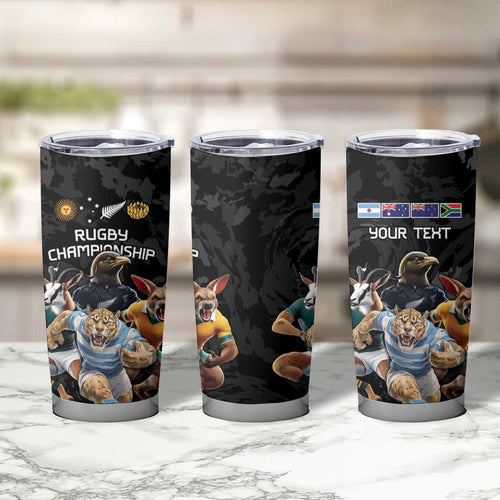 Custom Rugby Southern Hemisphere Tumbler Cup Argentina AUNZ South Africa Mascot Black - Aussie Hoodie