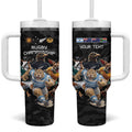 Custom Rugby Southern Hemisphere Tumbler With Handle Argentina AUNZ South Africa Mascot Black - Aussie Hoodie