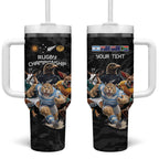 Custom Rugby Southern Hemisphere Tumbler With Handle Argentina AUNZ South Africa Mascot Black - Aussie Hoodie