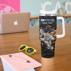 Custom Rugby Southern Hemisphere Tumbler With Handle Argentina AUNZ South Africa Mascot Black - Aussie Hoodie