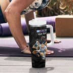 Custom Rugby Southern Hemisphere Tumbler With Handle Argentina AUNZ South Africa Mascot Black - Aussie Hoodie