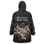 Custom Rugby Southern Hemisphere Wearable Blanket Hoodie Argentina AUNZ South Africa Mascot Black - Aussie Hoodie