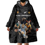 Custom Rugby Southern Hemisphere Wearable Blanket Hoodie Argentina AUNZ South Africa Mascot Black - Aussie Hoodie