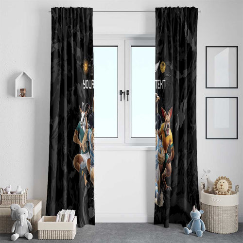 Custom Rugby Southern Hemisphere Window Curtain Argentina AUNZ South Africa Mascot Black - Aussie Hoodie