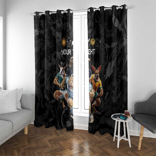 Custom Rugby Southern Hemisphere Window Curtain Argentina AUNZ South Africa Mascot Black - Aussie Hoodie