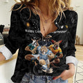 Custom Rugby Southern Hemisphere Women Casual Shirt Argentina AUNZ South Africa Mascot Black - Aussie Hoodie