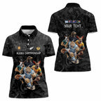Custom Rugby Southern Hemisphere Women Polo Shirt Argentina AUNZ South Africa Mascot Black - Aussie Hoodie