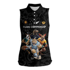 Custom Rugby Southern Hemisphere Women Sleeveless Polo Shirt Argentina AUNZ South Africa Mascot Black - Aussie Hoodie